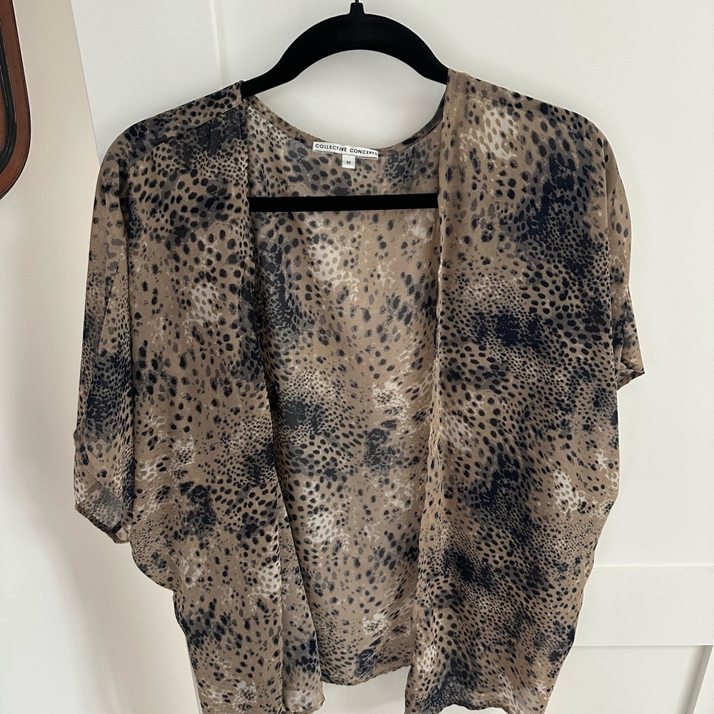 Animal Print Open Front Blouse